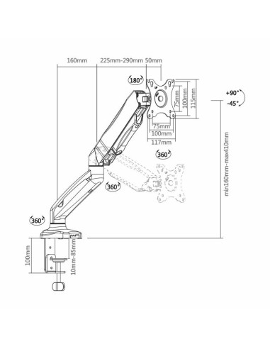Soporte para mesa TV Aisens 13"-27" 6.5Kg 1x Monitor DT27 DT27TSR-043 kiwiku.com