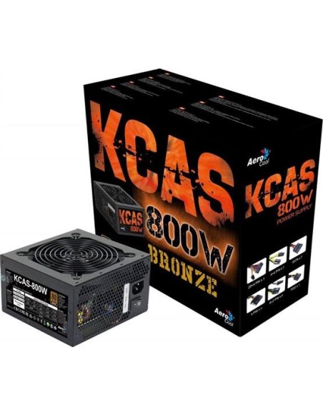 Fuente alimentacion aerocool kickass 800w silver, certificado 80 plus silver , pfc activo, vent. 12x KCAS800S kiwiku.com