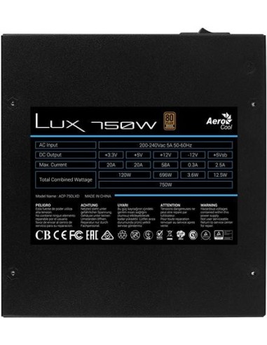 Fuente de Alimentación Aerocool fuente lux750w psu 80 plus bronze LUX750 kiwiku.com