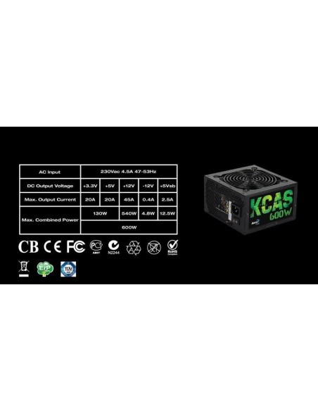 Fuente alimentacion aerocool kickass 600w 80 plus silve12x KCAS600S kiwiku.com