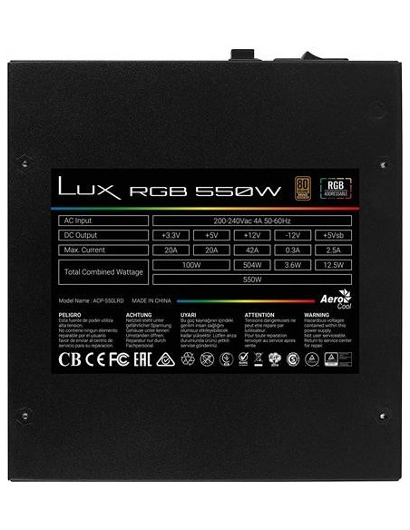 Lux rgb 550m Fuente de Alimentación 550W 80Plus Bronze LUXRGB550M kiwiku.com
