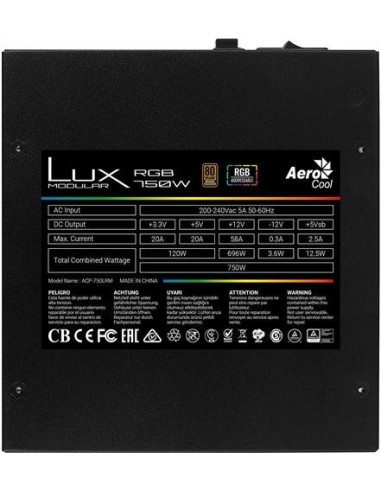 Aerocool Lux rgb 750m Fuente de Alimentación 750 w 80Plus Bronze LUXRGB750M