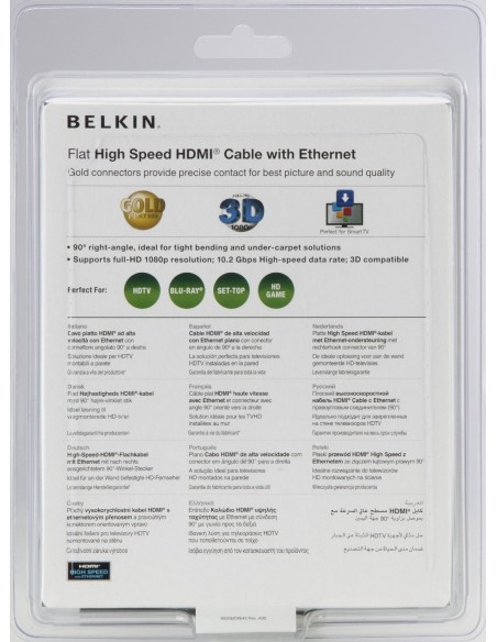 Belkin HDMI - Cable AV (2m, HDMI, HDMI, Negro) Angulo 90