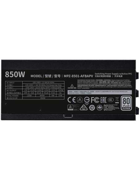 Fuente De Alimentacion Atx 850W Cooler Master V 850 Platinum MPZ-8501-AFBAPV-EU kiwiku.com