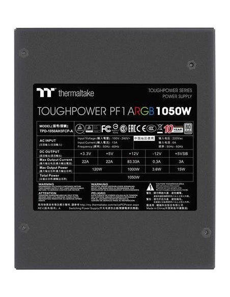 Fuente  Alimentacion Atx 1050W  Pf1 Argb Platinum PS-TPD-1050F3FAPE-1