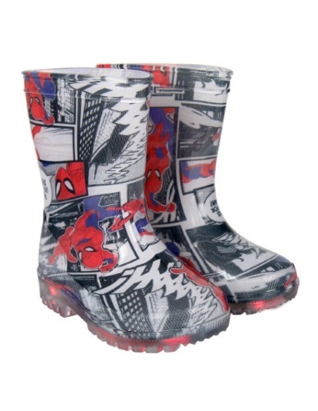 Botas lluvia pvc luces spiderman, Color Rojo 2300003483 kiwiku.com