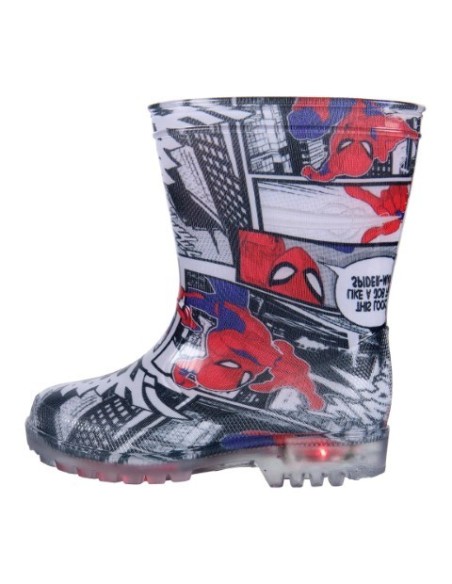 Botas lluvia pvc luces spiderman, Color Rojo 2300003483 kiwiku.com