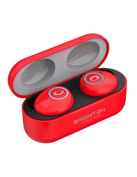 Brigmton Bml-16 Rojo Auriculares Inalámbricos Manos Libres Bluetooth Con Micrófono Y Estuche Bateria  kiwiku.com