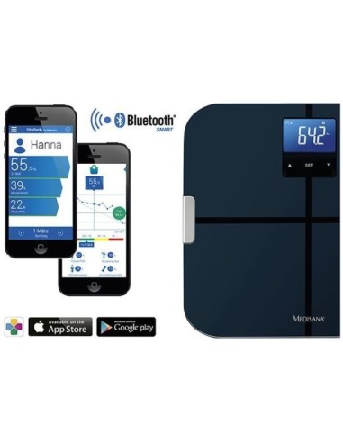 Medisana 40423 - Báscula personal con función de análisis corporal y Bluetooth, color negro: Kiwiku.com: Salud y cuidado persona