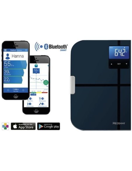 Medisana 40423 - Báscula personal con función de análisis corporal y Bluetooth, color negro: Kiwiku.com: Salud y cuidado persona