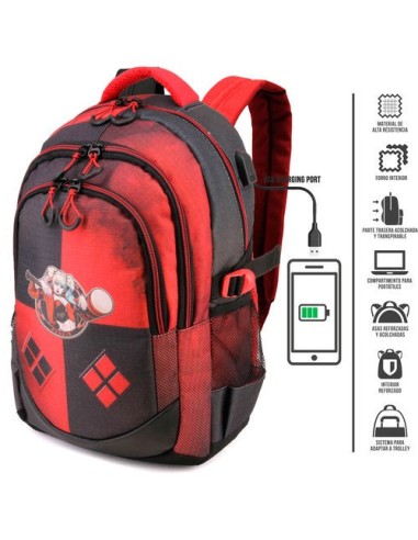 Mochila Harley Quinn Escuadron Suicida DC Comics 44cm  kiwiku.com