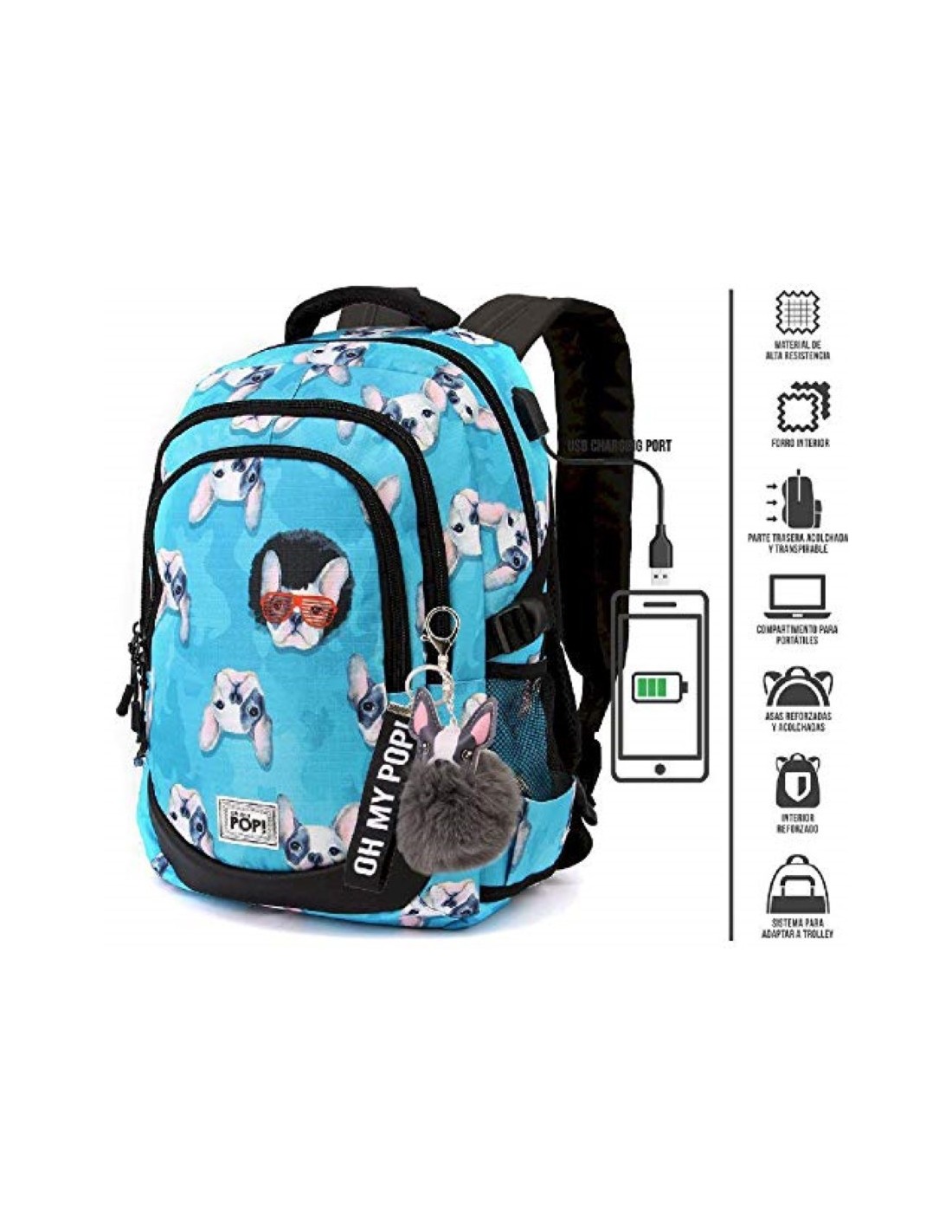 Mochila oh my pop doggy adaptable 44cm kiwiku