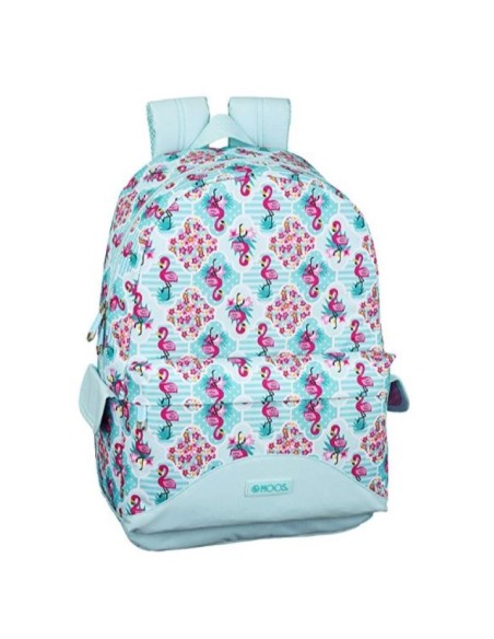 Mochila ordenador moos flamingo turquesa 46cm  kiwiku.com