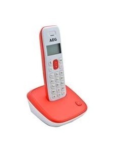 Telefono inalambrico dect aeg voxtel d-100 display lcd, blanco y rojo