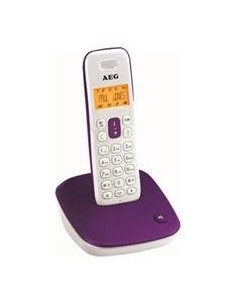 Telefono inalambrico dect aeg voxtel d-100 display lcd, morado y blanco