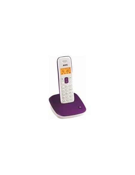 Telefono inalambrico dect aeg voxtel d-100 display lcd, morado y blanco