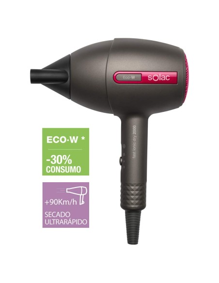 Solac Fast Ionic Dry 2000 - Secador de pelo con Tecnología Eco-W (s90005200) S90005200 kiwiku.com