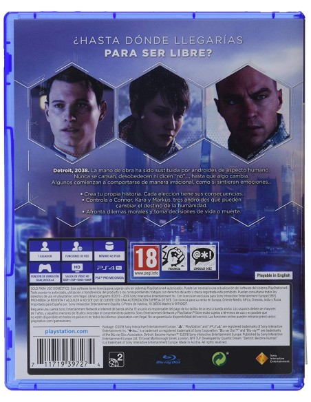 Juego para consola sony ps4 Destroit Become Human- PEGI 18 - 9397274 kiwiku.com