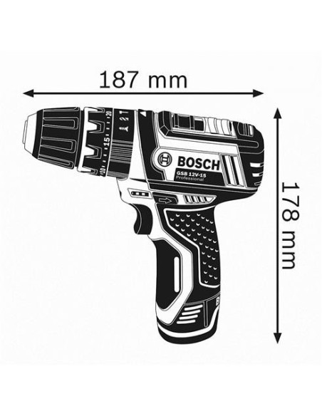 Bosch GSB 12V-15 Atornillador de percusión a batería (Sin bateria) 06019B690E kiwiku.com