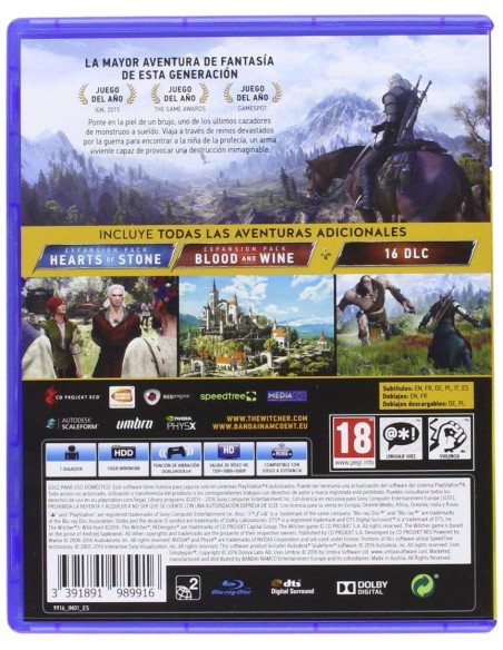 Juego para consola sony ps4 The Witcher 3: Wild Hunt - PEGI 18 B01J2K2OG6 kiwiku.com