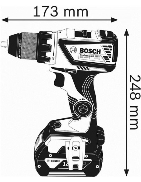 Bosch GSR 18V-60 C Atornillador a batería - sin batería en L-BOXX 06019G1103 kiwiku.com