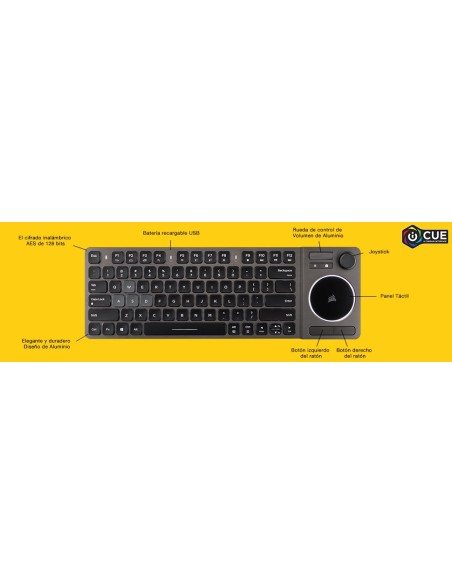 Teclado Corsair Wireless K83 Compact Multimedia Touchpad CH-9268046-ES