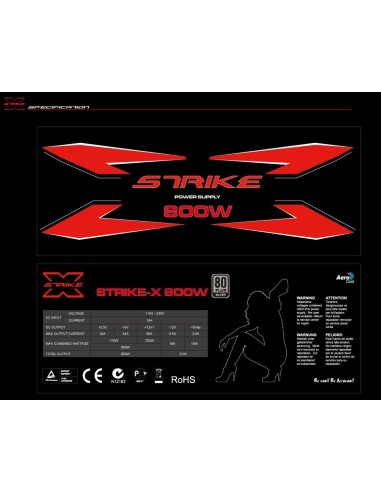Fuente alimentacion aerocool strikex 800w pfc, vent. 13.9cm