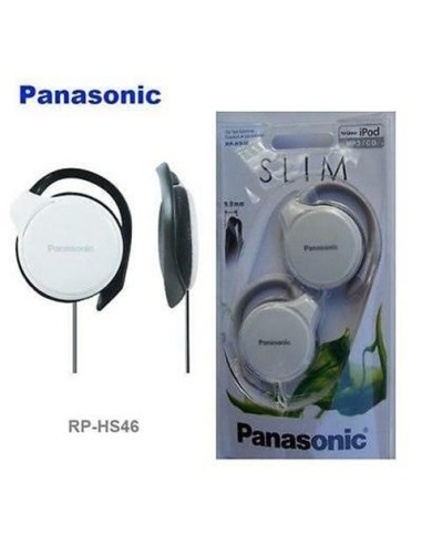 Panasonic RP-HS46 Blanco con Clip Gancho Oreja Plano Auriculares Original / 