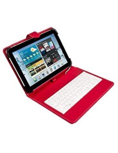 Funda Universal con teclado 9 a 10.1 rojo y blanco