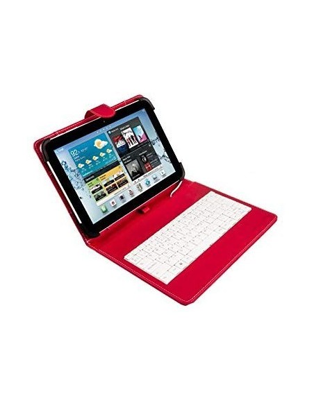 Funda Universal con teclado 9 a 10.1 rojo y blanco