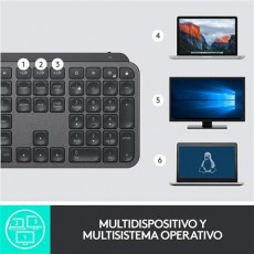 Teclado Inalámbrico Logitech MX Keys USB Bluetooth Retroiluminación  Multidispositivo Estándar Español Negro