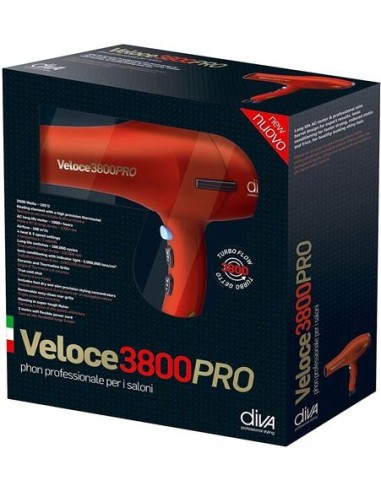 Oferta Secador Diva Profesional Veloce 3800 pro 2000W Rojo
