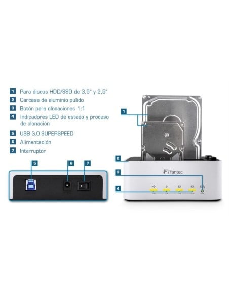 Oportunidad Fantec 1796 FANTEC AluDOCK 2X USB 3.0 2,5