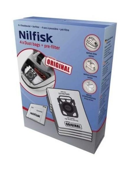 Comprar Nilfisk 4 bolsas de aspiradora + prefiltro para Elite