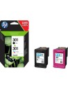 Pack de ahorro de 2 cartuchos de tinta original HP 301 negro y Tri-color