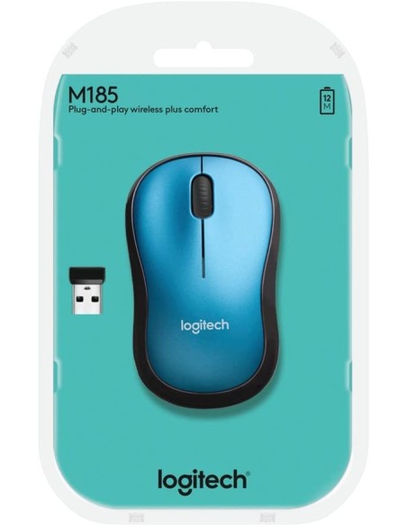 Comprar Logitech M185 - Ratón Ambidextro Óptico Azul y Negro