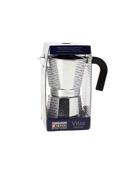 MONIX Cafetera Italiana Vitro Express M620003 3 Tazas Aluminio Antiadherente  
