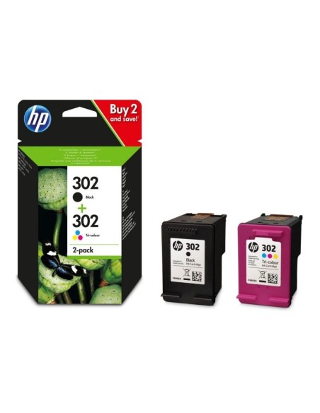 Pack de 2 Cartuchos de Tinta HP 302 - Negro/Tricolor X4D37AE