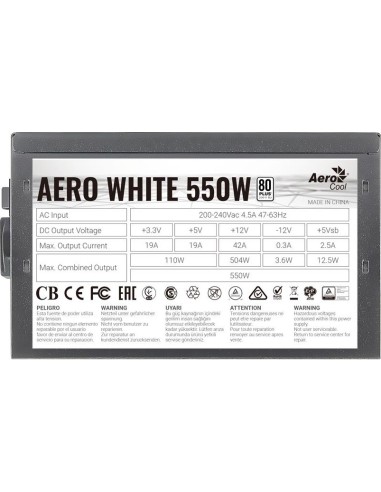 Aerocool AEROW550 Aero fuente de alimentación 550 w white