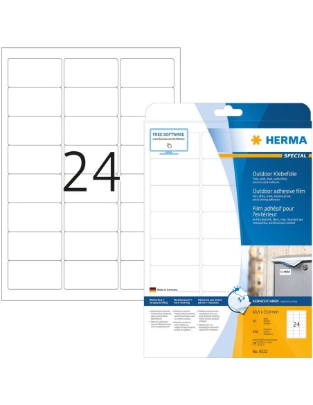 Etiquetas plásticas “Outdoor” 63,5x33,9 A4 240 uds 9532 | kiwiku