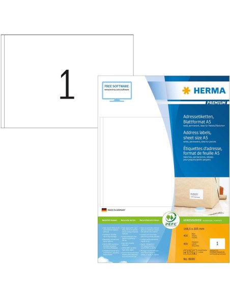 Oferta - Etiquetas de dirección Premium 148,5x205 400hojas A5 400ud 8690 | kiwiku