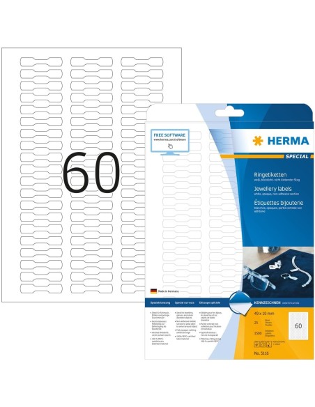 Comprar Etiquetas joyería blancas 49x10 A4 1500 uds 5116 | kiwiku