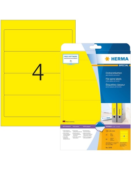 Etiquetas de archivador amarillas 192x61 A4 80 uds 5096 | kiwiku