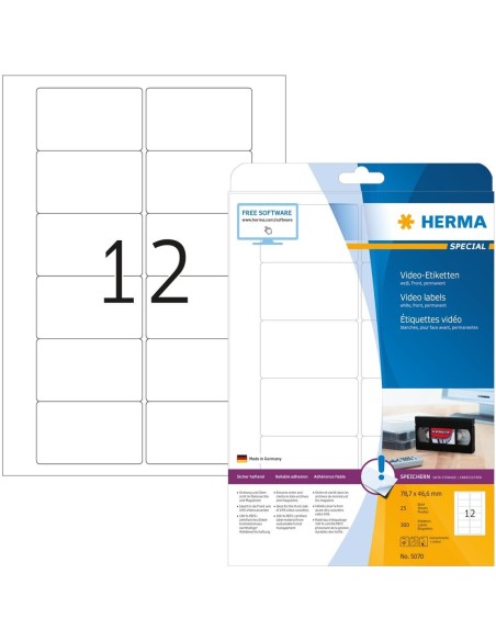 Ofertón Herma Etiquetas Video 78,7x46,6 A4 300 uds 5070 | kiwiku