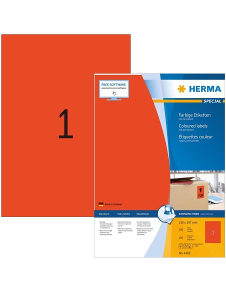 Comprar Etiquetas rojas 210x297 100 hojas A4 100 uds 4402 | kiwiku