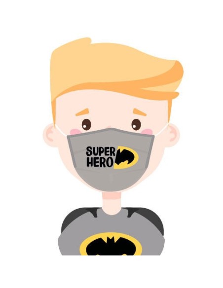 Oferta -   Mascarilla Infantil Filtro Carbon Superheroe Murcielago | Kiwiku