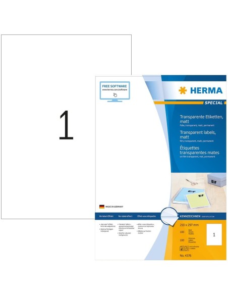 Oferta Etiquetas transparentes, mates, A4, 210 x 297 mm 4376 | kiwiku