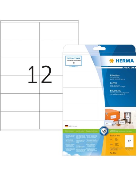 Oferta Etiquetas PREMIUM, A4, 105 x 48 mm 300 uds 4363 | kiwiku