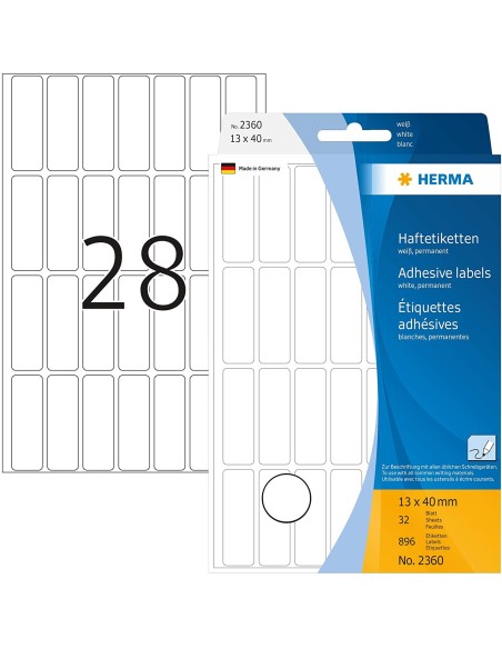 Etiquetas multiuso 13x40 32 A4 111x170 896 uds 2360 | kiwiku