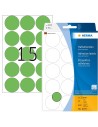 Etiquetas verdes redondas 32mm 32 A4 480 uds 2275